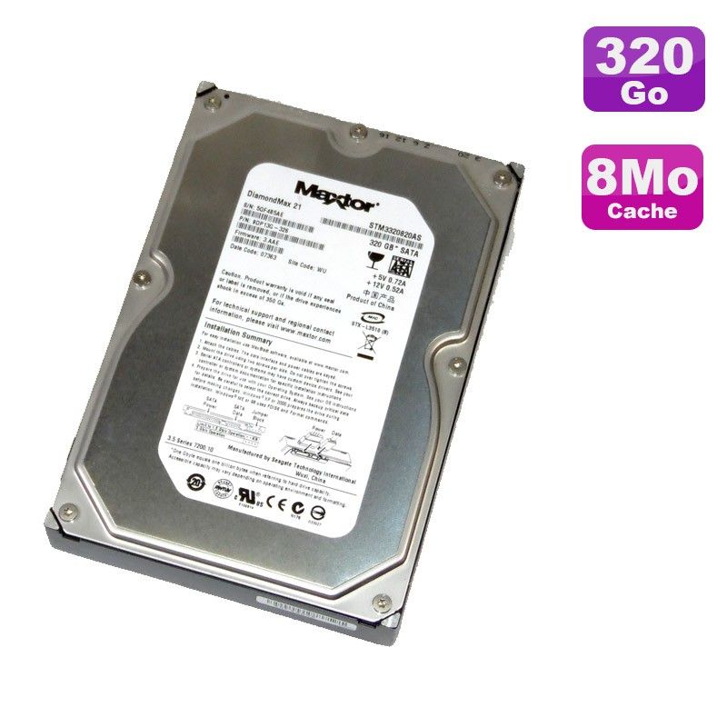 Maxtor 320GB SATA 3.5" Hard Drive DiamondMax 21 STM3320820AS, 7200RPM, 8MB Cache