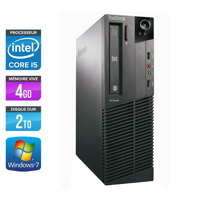 Lenovo ThinkCentre M81 SFF - Intel Core i5-2400 / 3.10 GHz - 4GB RAM - 2TB HDD - DVDRW - Gigabit Ethernet - Windows 7 Pro