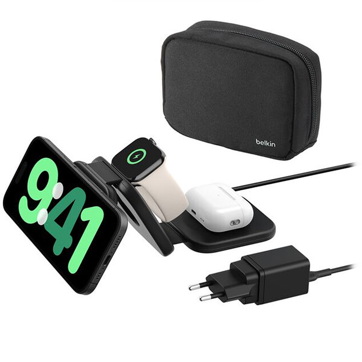Belkin BoostCharge Pro Station de recharge aimantée 3-en-1 portable avec Qi2 (15 W)