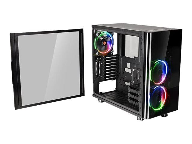 Thermaltake View TG 31 RGB Case - ATX Mid-Tower - Tempered Glass Side Panel - No Power Supply (PS/2) - Black - USB/Audio