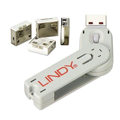 Lindy USB Locks with Key (4-Piece, White)
