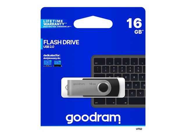 Wilk Elektronik GOODRAM UTS2 USB 2.0 Flash Drive - 16GB - Black