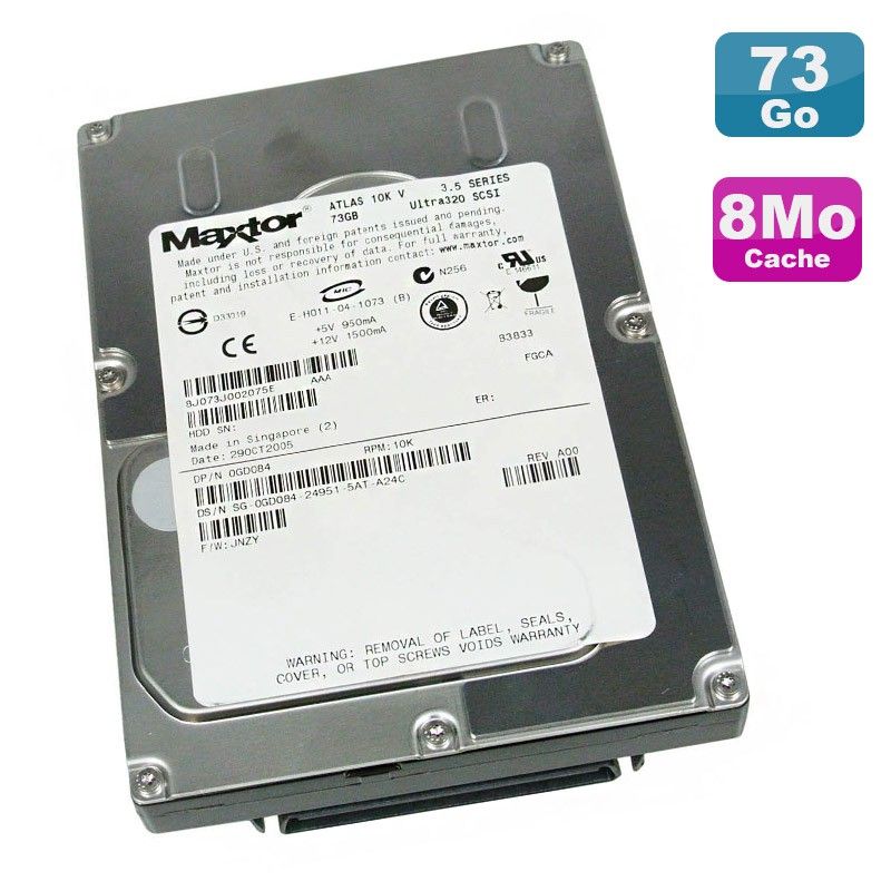 Maxtor Atlas 73GB Internal Hard Drive, 3.5-inch, Ultra320 SCSI, 10000 RPM, 80-Pin, 8MB Cache