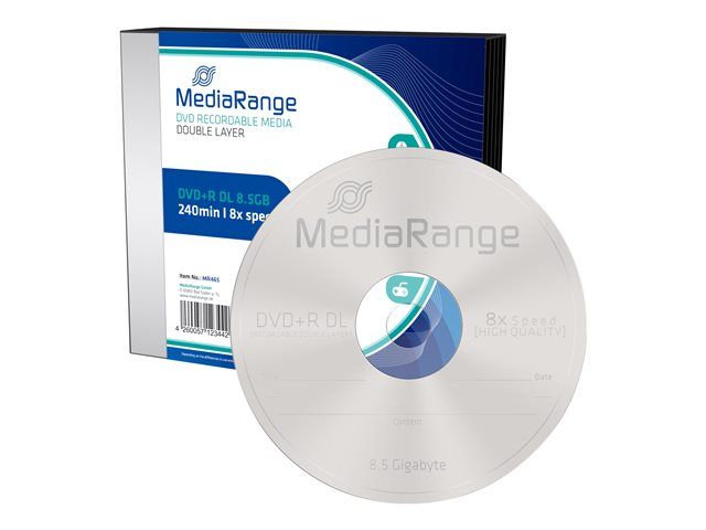 MediaRange 5x DVD+R DL 8.5GB (240 minutes) 8x Slim CD Case
