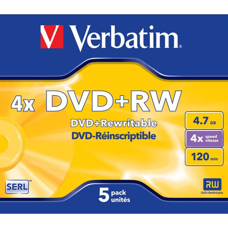 Verbatim DataLifePlus DVD+RW Discs (5 Pack) 4.7GB, 4x Speed