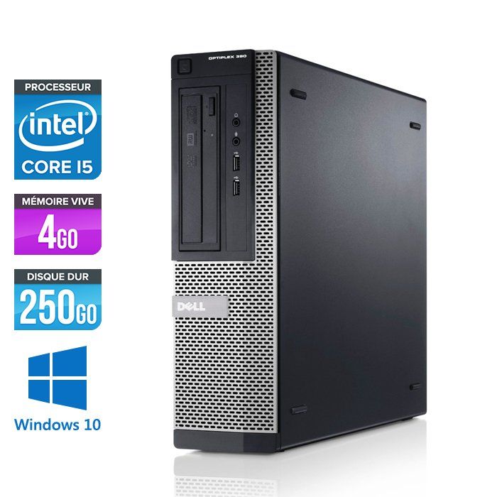 Computadora de escritorio Dell Optiplex 390 - Intel Core i5-2400 / 3,10 GHz - 4GB RAM - Disco duro de 250GB - Lectora de DVD - HDMI - Ethernet Gigabit - Windows 10 Profesional