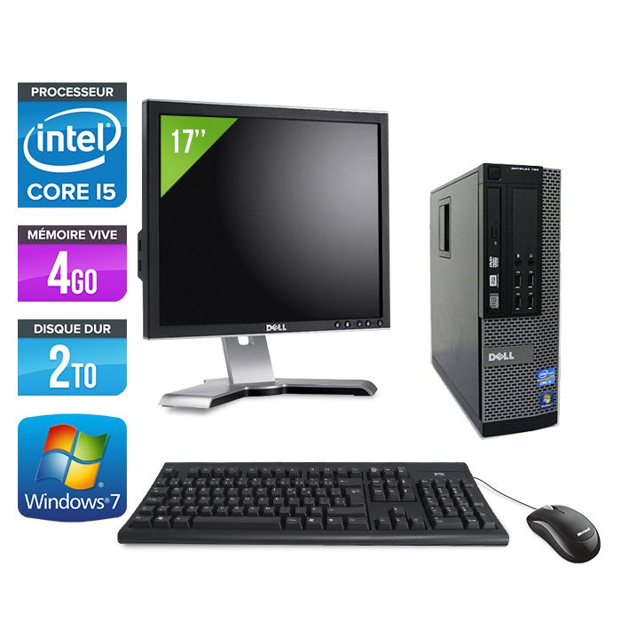 Dell Optiplex 790 SFF Desktop PC + 17'' Monitor - Intel Core i5-2400 / 3.10 GHz - 4GB RAM - 2TB HDD - DVD - Gigabit Ethernet - Windows 7 Professional