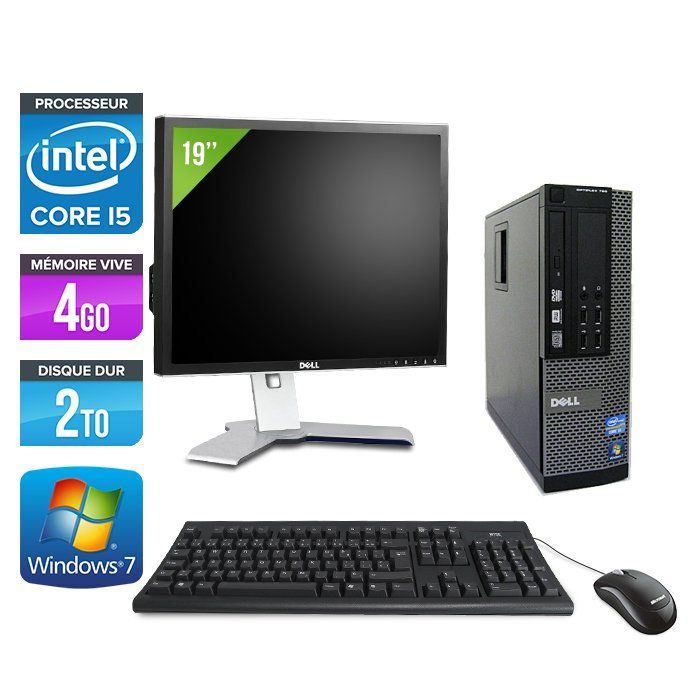 Dell Optiplex 790 SFF Desktop PC + 19' Screen - Intel Core i5-2400 / 3.10 GHz - 4GB RAM - 2TB HDD - DVD - Gigabit Ethernet - Windows 7 Professional