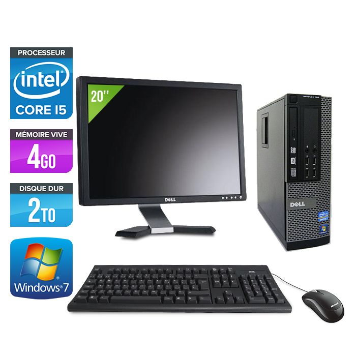 Dell Optiplex 790 SFF Desktop Computer + 20" Monitor - Intel Core i5-2400 / 3.10 GHz - 4GB RAM - 2TB HDD - DVD - Gigabit Ethernet - Windows 7 Professional