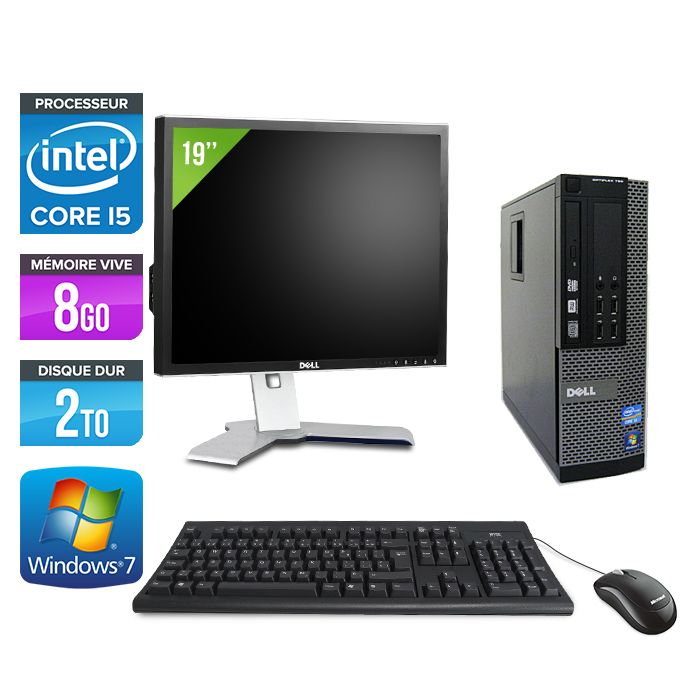 Dell Optiplex 790 SFF Desktop + 19" Monitor - Intel Core i5-2400 / 3.10 GHz - 8GB RAM - 2TB HDD - DVD - Gigabit Ethernet - Windows 7 Pro