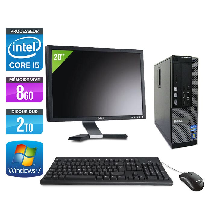 Dell Optiplex 790 SFF Desktop + 20" Screen - Intel Core i5-2400 / 3.10 GHz - 8GB RAM - 2TB HDD - DVD - Gigabit Ethernet - Windows 7 Pro