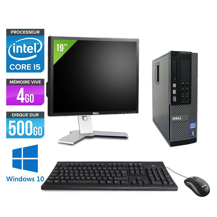 Dell Optiplex 790 SFF Desktop + 19" Screen - Intel Core i5-2400 / 3.10 GHz - 4GB RAM - 500GB HDD - DVD - Gigabit Ethernet - Windows 10 Pro