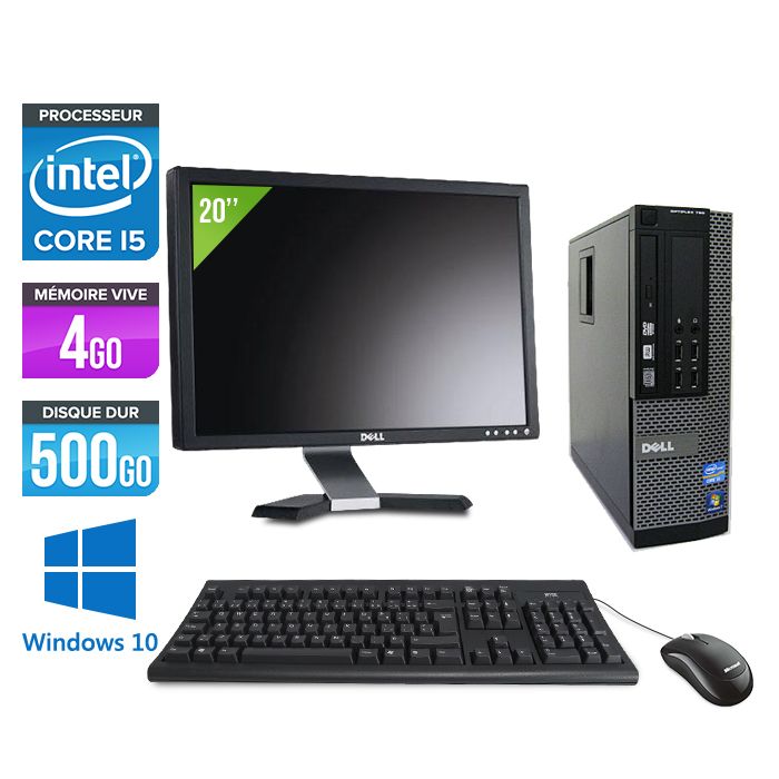 Dell Optiplex 790 SFF Desktop + 20" Screen - Intel Core i5-2400 / 3.10 GHz - 4GB RAM - 500GB HDD - DVD - Gigabit Ethernet - Windows 10 Pro