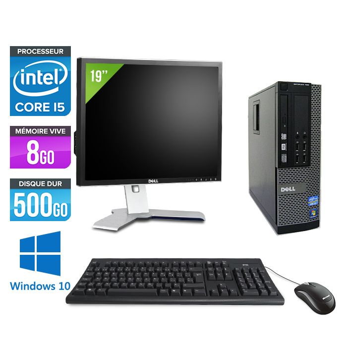 Dell Optiplex 790 SFF Desktop + 19" Monitor - Intel Core i5-2400 / 3.10 GHz - 8GB RAM - 500GB HDD - DVD - Gigabit Ethernet - Windows 10 Pro
