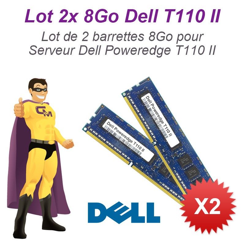 Dell T110 II Server RAM Modules - 2x8GB DDR3 ECC 240-Pin DIMM PC3-12800E