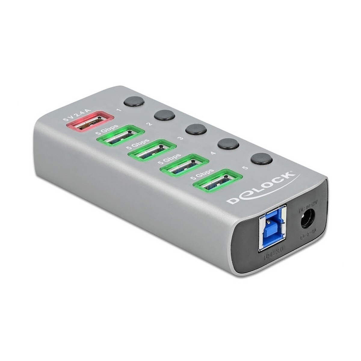 DeLock Hub USB 3.0 à 5 ports avec 1 port USB-A dédié à la charge (5V 2.4A)