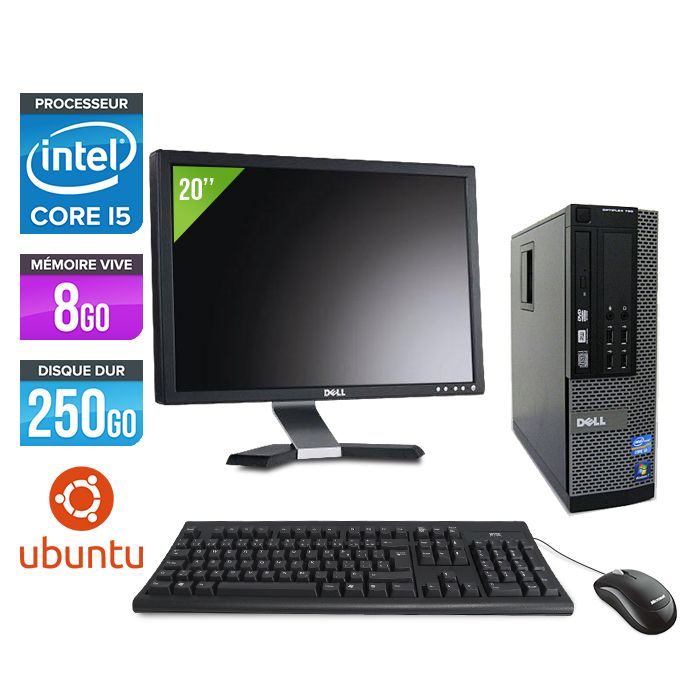 Dell Optiplex 790 SFF Desktop Computer + 20" Monitor - Intel Core i5-2400 / 3.10 GHz - 8GB RAM - 250GB HDD - DVD - Gigabit Ethernet - Ubuntu - Linux