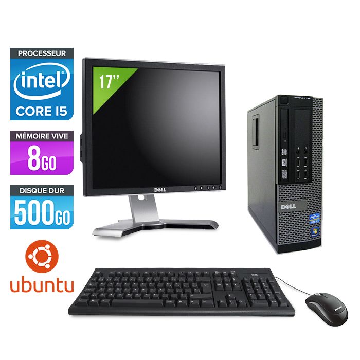 Dell Optiplex 790 SFF Desktop PC + 17" Screen - Intel Core i5-2400 / 3.10 GHz - 8GB RAM - 500GB HDD - DVD - Gigabit Ethernet - Ubuntu/Linux
