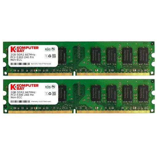 Kit de memoria RAM Komputerbay 2x2GB DDR2 (667 MHz, PC2-5300, 240 pines DIMM)