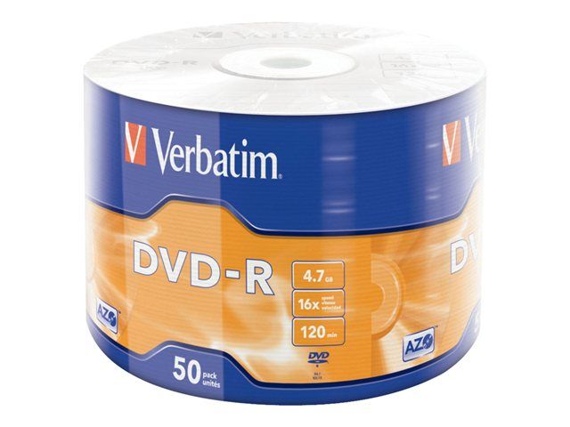 Verbatim DVD-R 50 Pack - 4.7GB (120 min) 16x - Matte Silver - Spindle
