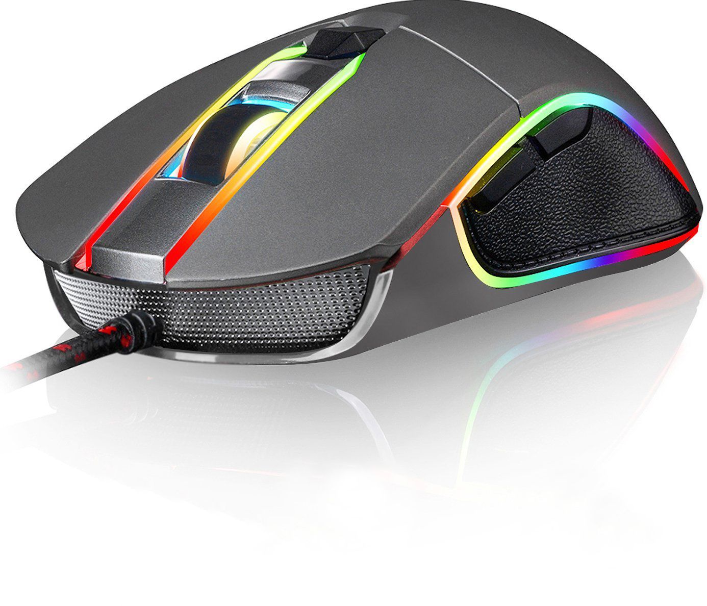 Souris de jeu KLIM AIM Chroma RGB - Précise - Filaire USB - 500 à 7000 DPI réglables - Boutons programmables - Confortable pour toutes les tailles de main - Excellente prise en main ambidextre pour les joueurs PC PS4 [Nouvelle version]