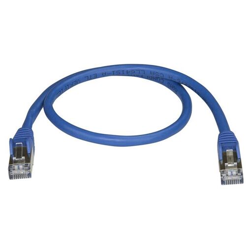 StarTech 50cm CAT6A Ethernet Cable, 10 Gigabit Shielded PoE Patch Cord, Blue