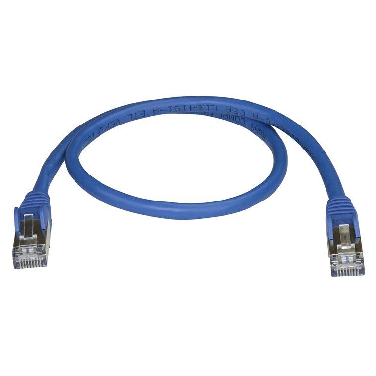 StarTech 50cm CAT6A Ethernet Cable, 10 Gigabit Shielded PoE Patch Cord, Blue