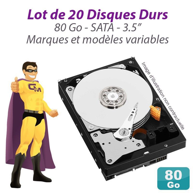 Conjunto de 20 discos duros SATA de 3,5 pulgadas y 80 GB de Western Digital