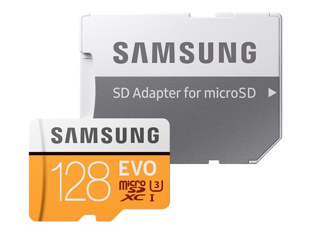 Carte mémoire Samsung EVO 128 Go (avec adaptateur microSD vers SD) - UHS-I U3 / Classe 10