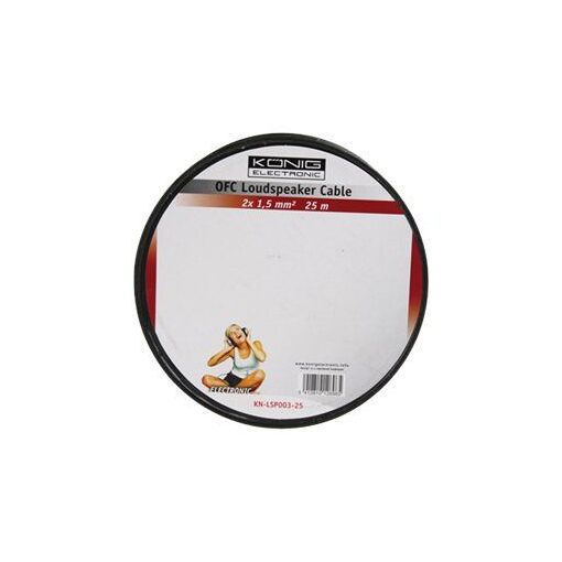 Cable de altavoz König OFC - 1,5 mm² - 25 m - Transparente