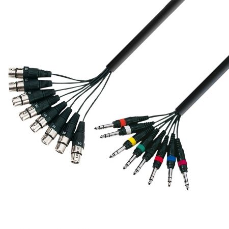 Cable multiparada Adam Hall - 8 x XLR hembra a 8 x conector de 6.35 mm TRS estéreo