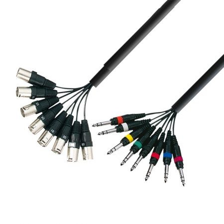Cable multicanal Adam Hall K3L8MV0300, 8 conectores XLR macho a 8 tomas jack estéreo de 6,35 mm - 3 m