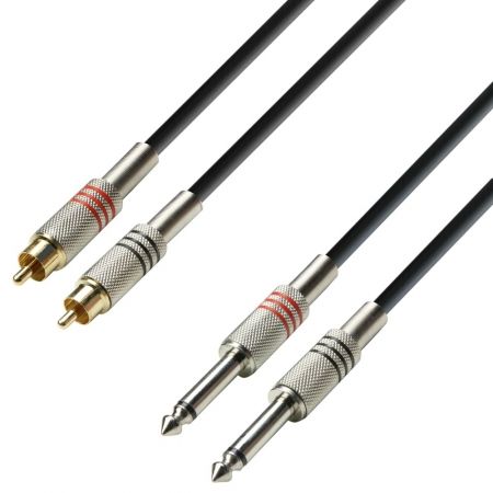 Adam Hall - K3TPC0600 - 2 x RCA Male to 2 x 6.35mm Mono Jack Cable - 6m