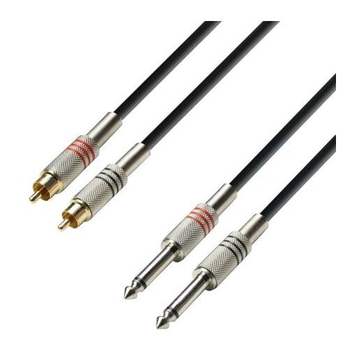 Adam Hall - K3TPC0600 - Cable de audio 2 RCA macho a 2 Jacks mono de 6,35 mm - 6 m