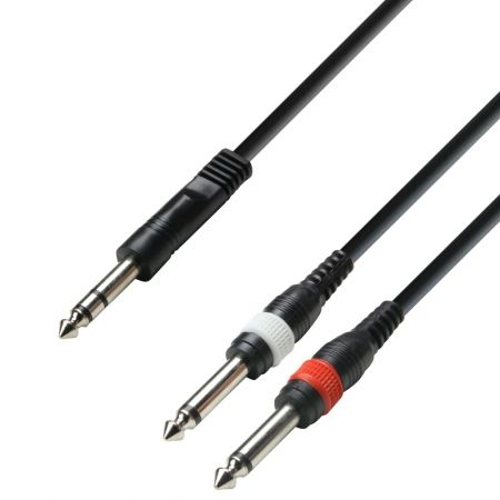 Adam Hall - K3YVPP0100 - Stereo 6.35mm Jack Cable to 2 x Mono 6.35mm Jacks - 1m