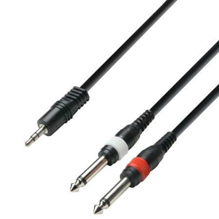 Cable de audio Adam Hall K3YWPP0600 - 3,5 mm estéreo a 2 tomas mono de 6,35 mm, 6 m