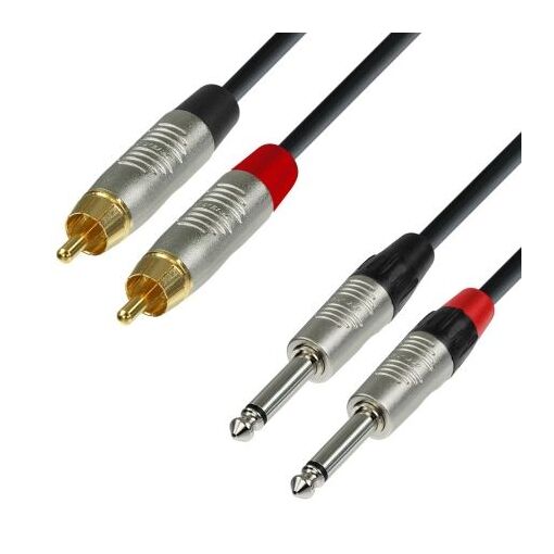 Cable de audio Adam Hall REAN 2 x RCA macho a 2 x jack de 6,35 mm mono - 0,90 m