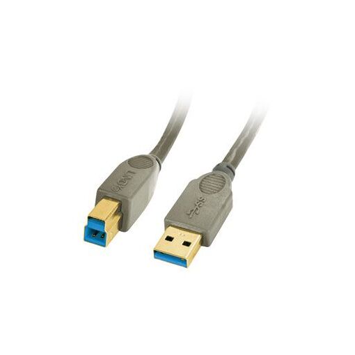 Câble USB Lindy Premium - 2 m, Type B vers A, USB 3.0, Moulé, Gris Anthracite
