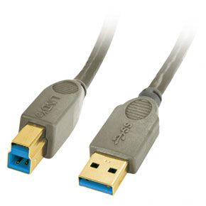 Cable USB Lindy Premium - 2 m, Tipo B a Tipo A, USB 3.0, Moldado, Gris Carbón