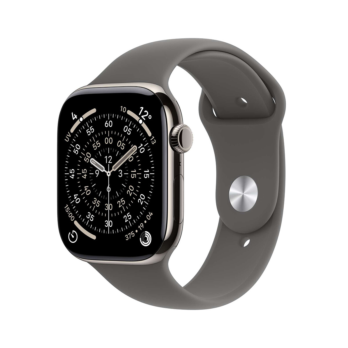 Apple Watch Series 11 GPS + Cellular 42 mm Titane Naturel Bracelet Sport Gris minéral S/M