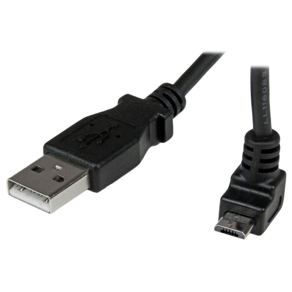 Cable USB StarTech.com de 1 metro - Micro USB Tipo B (M) a USB (M) con ángulo de 90 grados hacia arriba - Negro