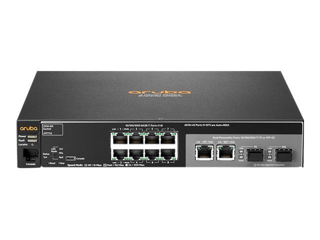 HPE Aruba 2530-8G Switch - Managed - 8 x 10/100/1000 + 2 x SFP Gigabit Combo - Desktop, Rack Mountable, Wall Mountable