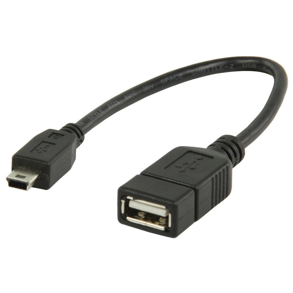 Valueline 0.2m USB A to Mini-USB B Cable - Black
