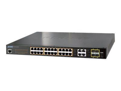 PLANET Managed Switch - GS-4210-24PL4C - 24x Gigabit PoE+ Ports + 4 SFP Combined Slots - Desk/Rack Mountable - 440W PoE+