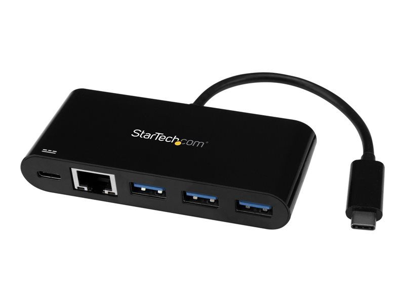 Estación de trabajo StarTech.com de 3 puertos USB 3.0 con entrega de energía y Ethernet Gigabit - puerto USB-C
