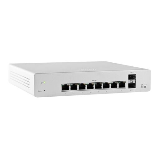 Commutateur Cisco Meraki MS220-8P géré dans le cloud - 8 ports 10/100/1000 PoE+ + 2 SFP Gigabit - Bureau - PoE+ (124 W)