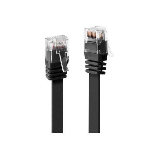 Câble de connexion Lindy RJ-45 vers RJ-45 - 2 m - UTP Cat 6 - Moulé, plat - Noir