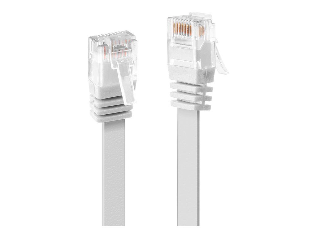 Câble de raccordement Lindy RJ-45 vers RJ-45 - 30 cm - UTP CAT 6 - Moulé, plat - Blanc