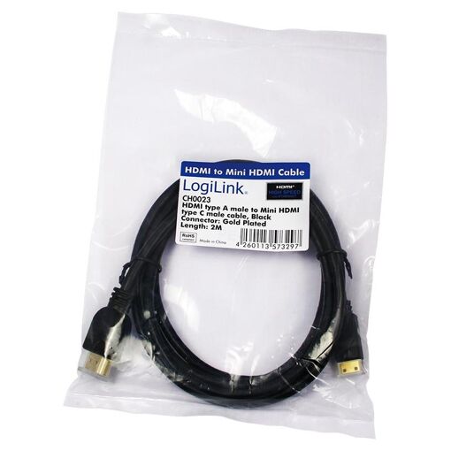 Cable HDMI Logilink 2 m Tipo A a Tipo C Negro