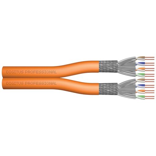 Cabo Digitus Profesional - Pareja trenzada no blindada - SFTP, PiMF - Cat 7 - IEEE 802.5/IEEE 802.3 - Libre de halógeno, montable en columna, sólido - Naranja, RAL 2000